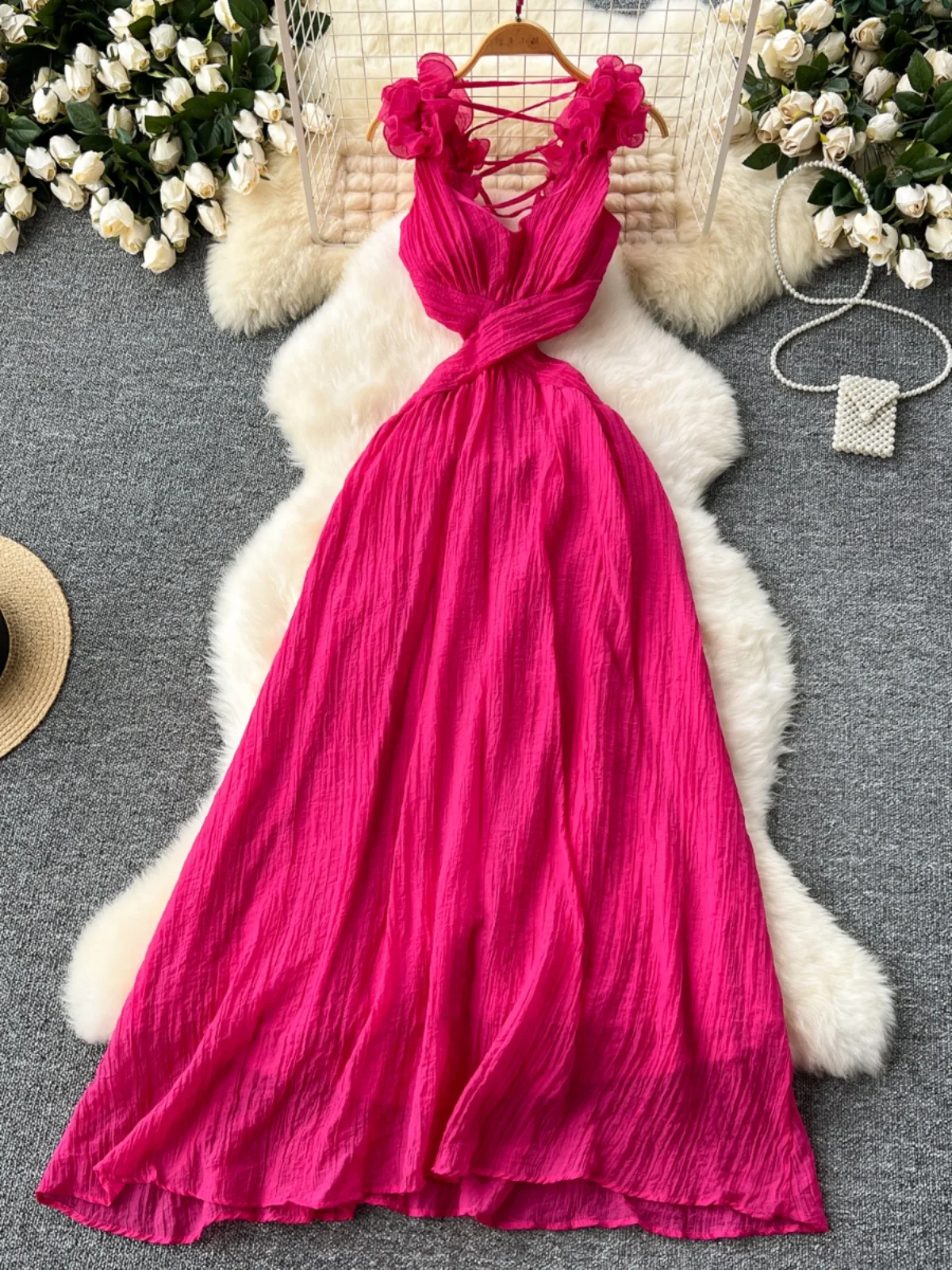 เซ็กซี่เชื้อราขอบแขวนเปลือยกลวงบางบางยาวชุดBohoบีชวันหยุดพรรค