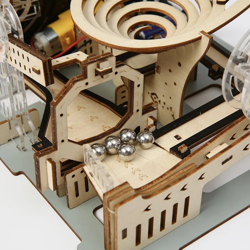 ชุดรางลูกแก้วไม้ 3 มิติ OUZEY Electric, ชุดประกอบโมเดลกลไก DIY สำหรับผู้ใหญ่และวัยรุ่น, ของเล่น STEM เพื่อการศึกษาและของขวัญ