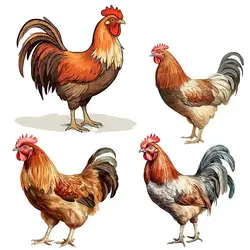 Farm Animals Rooster and Hen Wall Sticker Restaurant Background Home Decoration Wallpaper Funny Decal S348