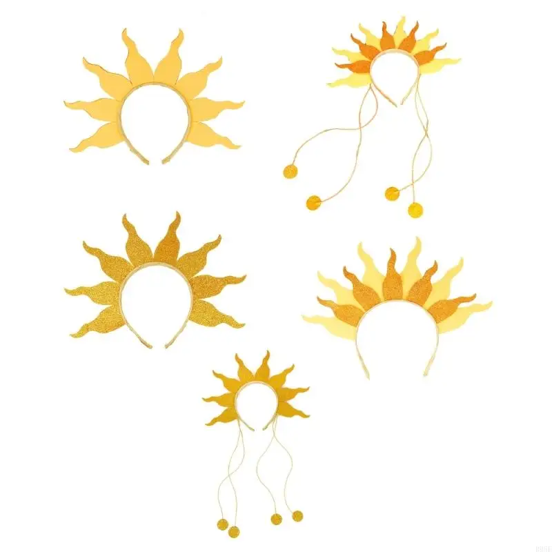 

B95F Glitter Sun Headband Headbands Flame Hairband Crowns Headpiece Gift