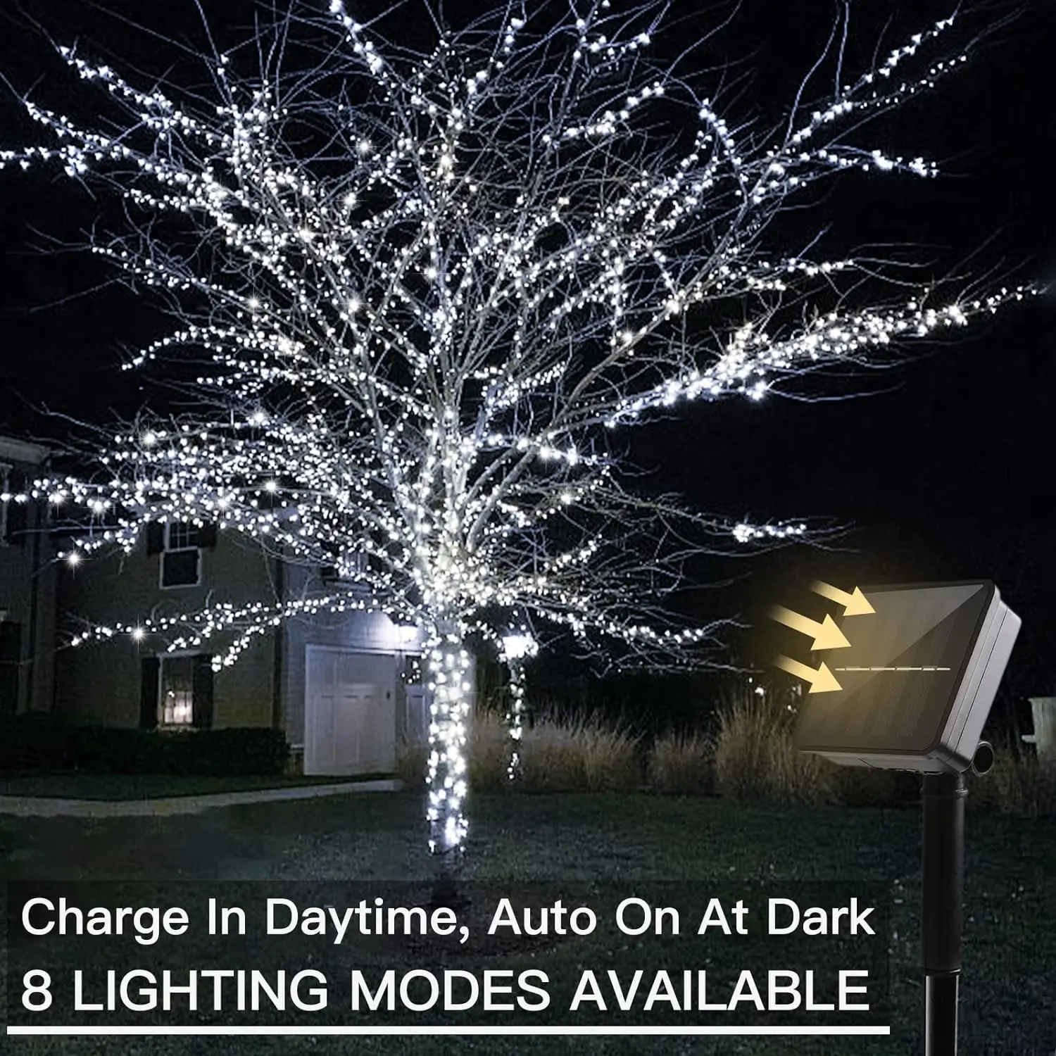 Solar Fairy Lights Outdoor Waterproof, 2 Pack 33ft 100 LED Solar Twinkle Lights, White Solar Christmas Lights for Backyar