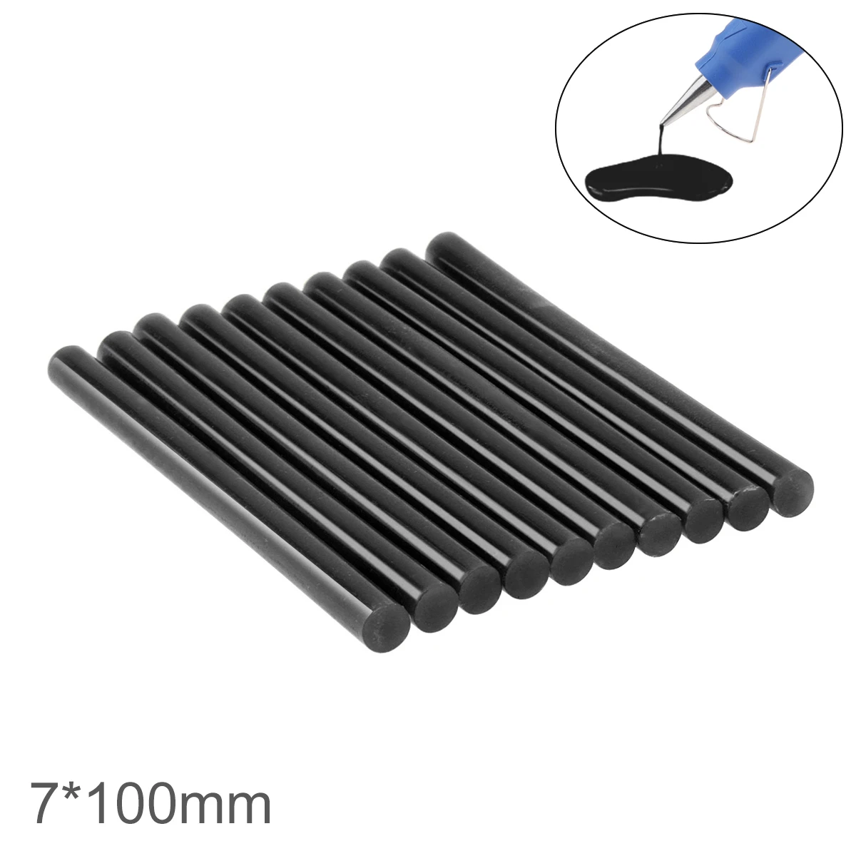 5/10/15 pcs 7mmx100mm Black Hot Melt Glue Sticks for Hot Melt Glue Repair Alloy Accessories, DIY Gun Adhesive Tools