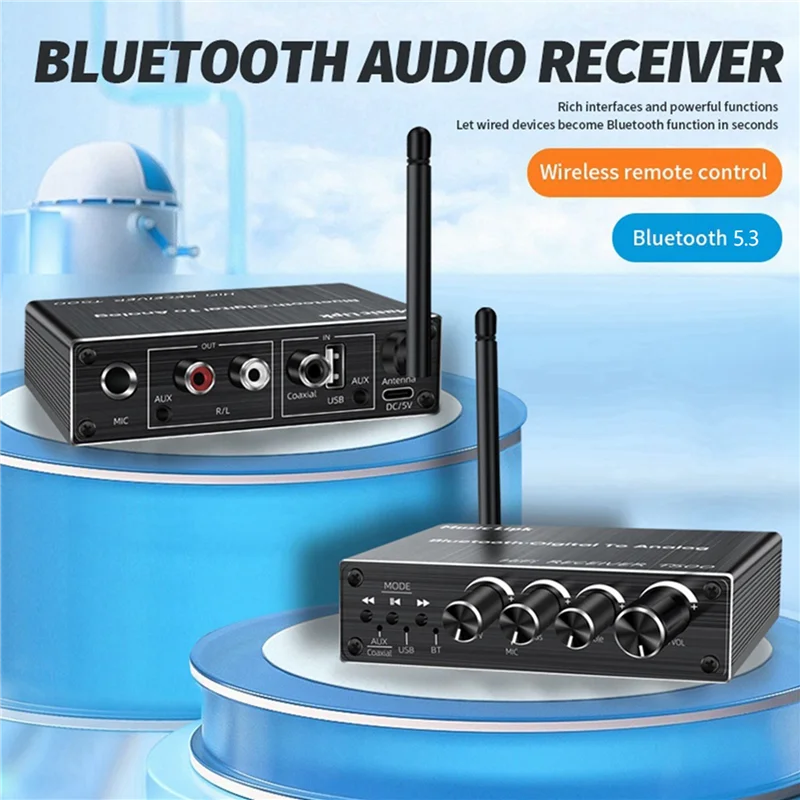 

Receiver Transmitter AUX 3.5Mm Optical Coaxial Wireless Music Audio Bluetooth 5.3 Adapter Digital To Analog Converter