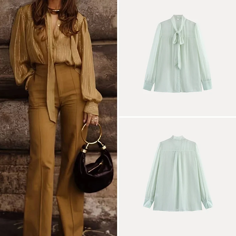 

Ele Two-Tone Lightweight Draped irt Versatile Simple Sle Commute Spring 2025 Polyester Fiber 00% Women's Faion