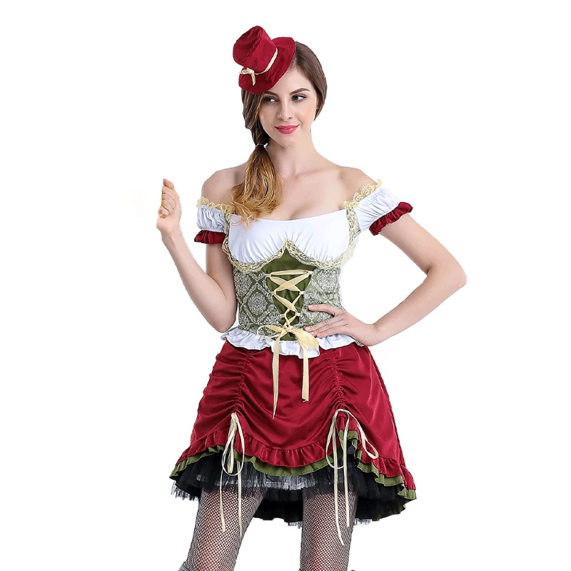 Carnaval Bávaro Oktoberfest Traje Deluxe Beerfest Nacional Tradicional Wench Outfit Cosplay Fancy Party Dress