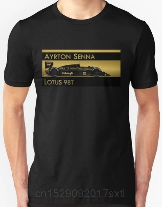 100% Cotton Short Sleeve Ayrton Senna Lotus 98T AYRTON SENNA Logo Men\'s T-Shirt Size S To 3XL