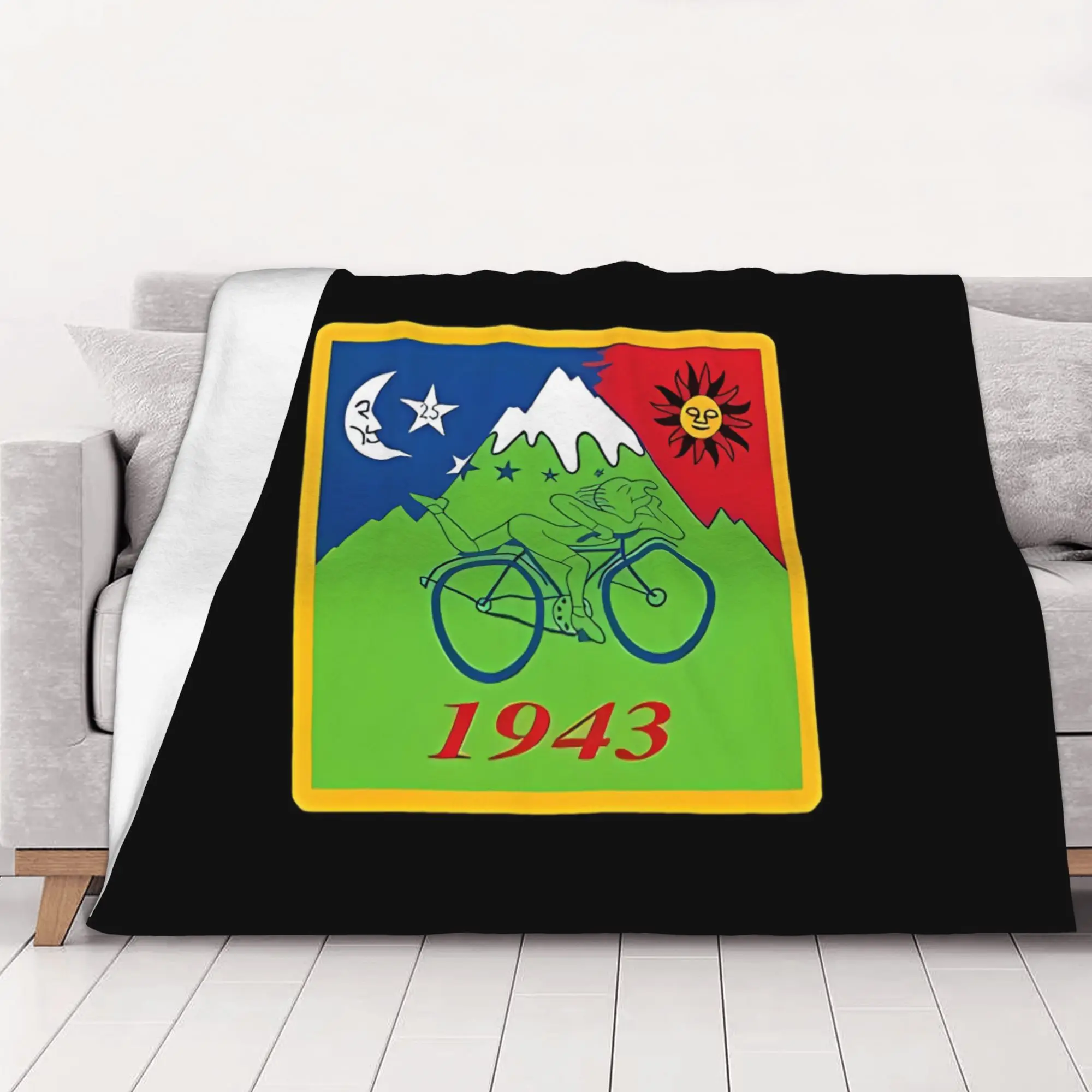 1PC Classic Albert Hoffman LSD Bicycle Day home room decorations Winter Blankets for Adults Bedding Home Interior Sofa Knee