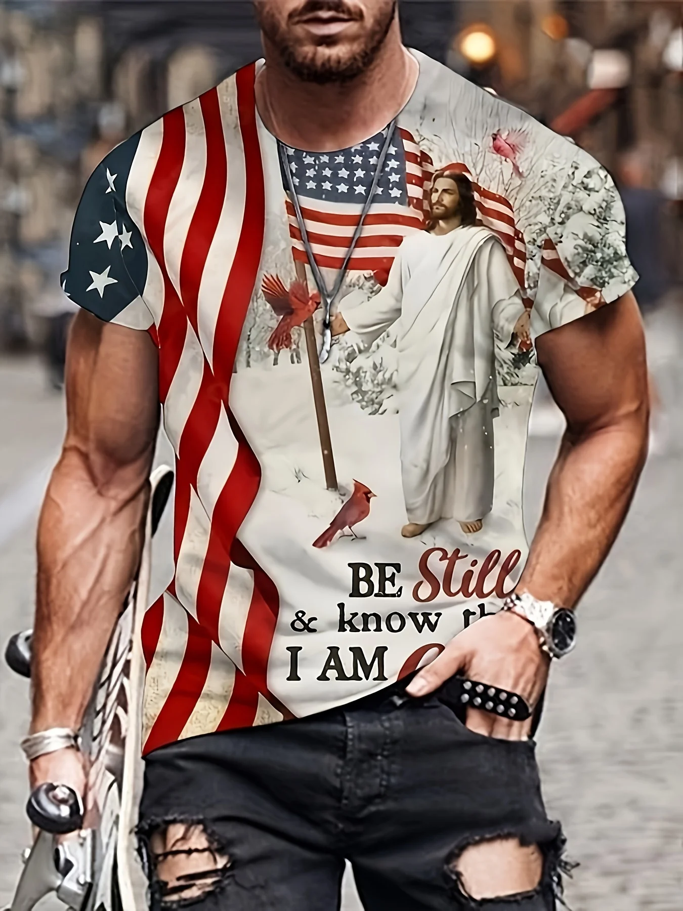 VintageT-Shirt For Men American Flag Graphic T Shirts 3D Print Tees Short Sleeve T Shirts Outdoor Oversized Men's Clothing Tops