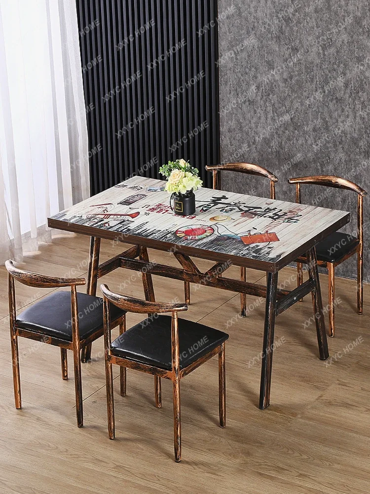 Fast Food Table and Chair Combination Industrial Style Snack Restaurant Table