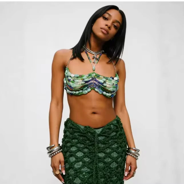 

Summer New Multi-Layer Blue-Green Sexy Hollow Body Chain, European And American Party Stacking Outfit