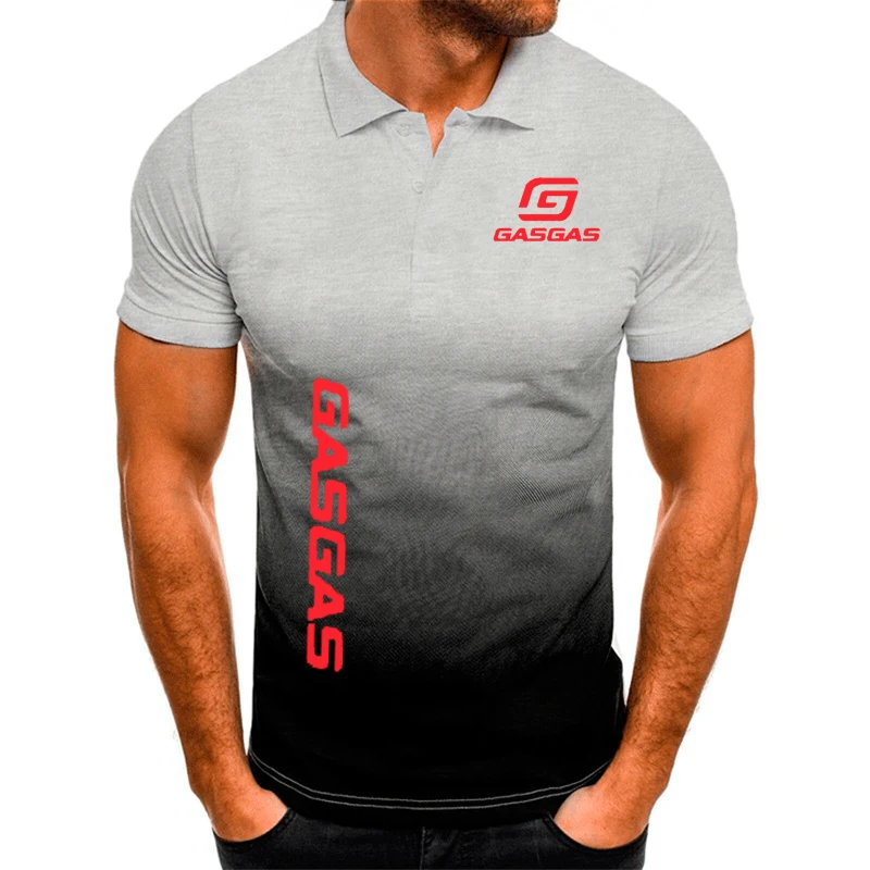 Hete Zomer Heren Poloshirt Harajuku Hiphop Street Heren Korte Mouw Motorfiets Gasgas Bedrukt Merk Katoen Heren Shirt