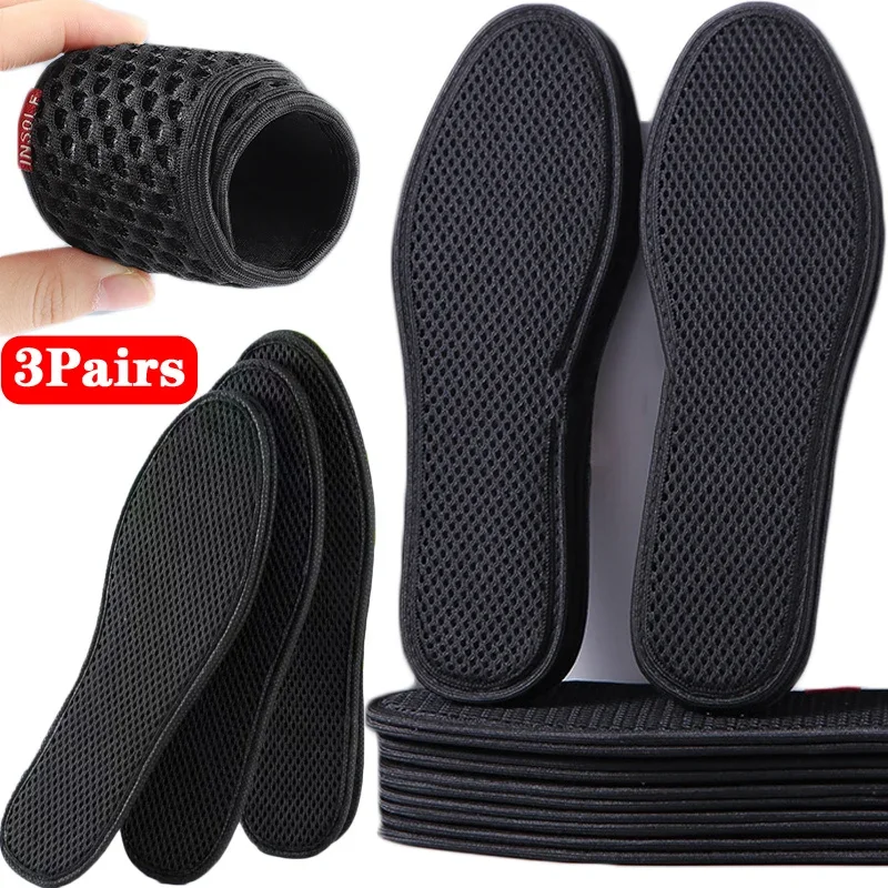 

Bamboo Charcoal Deodorant Insole Men Sweat-Absorbent Sports Shock Absorption Breathable Leather Shoes Women Soft-Soled 3Pairs