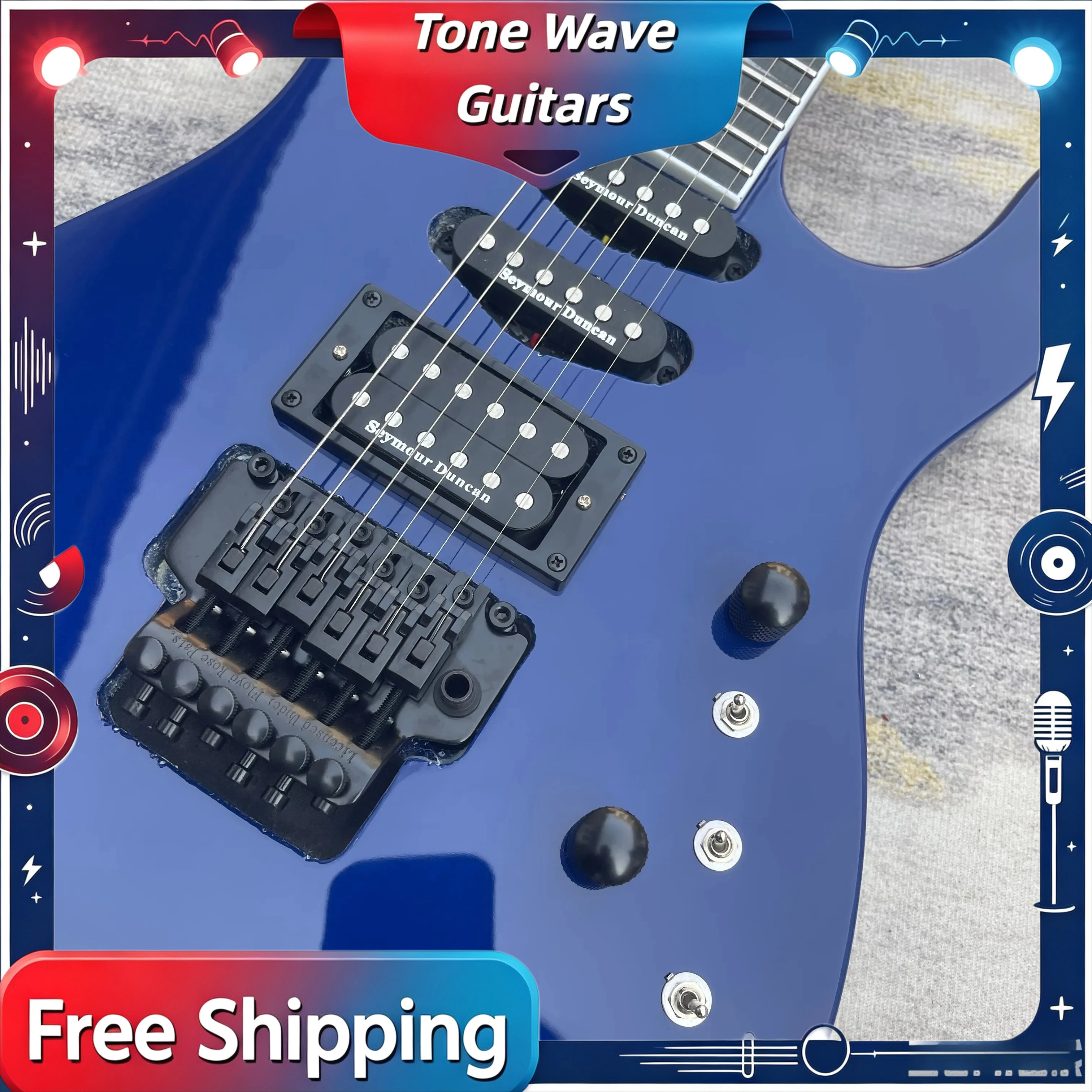New Gloss Royal Blue 6 String Solid Body Electric Guitar SSH Pickups Double Lock Tremolo Shred Metal Stage Delivery Included