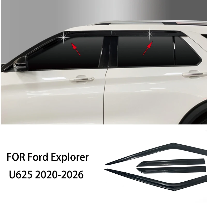 

Car accessories FIT For Ford Explorer U625 2020-2026 chrome black waterproof Door Window Visor Vent Shades Sun Rain Guard