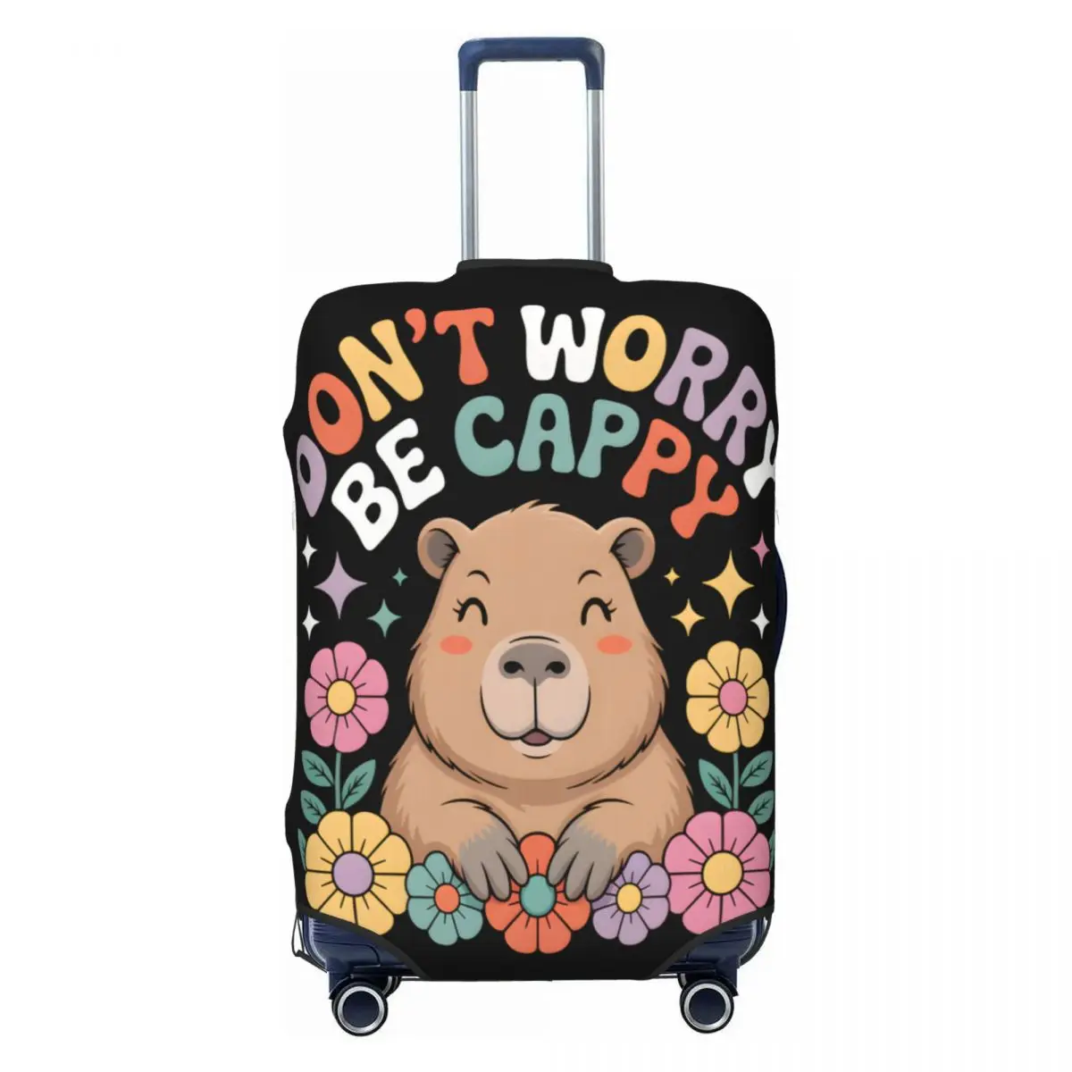 

Don't Worry Be Cappy Capybara Travel Luggage Cover Dust Proof Suitcase Cover Protector Fit 18-32 Inch