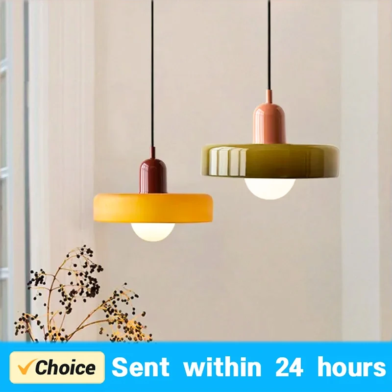 Nordic Macaron Glass Pendant Light  Modern Chandelier For Dining Room Kitchen Island Bedside Home Decor Hanging Ceiling Lamps