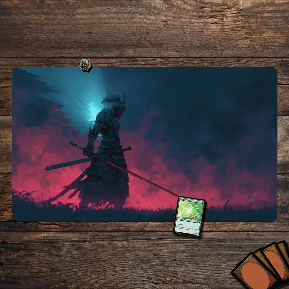 Tema misterioso samurai MTG Playmat 35X60CM Magic Card Battle Mat Antiscivolo Durevole Bordo cucito Tappetino da tavolo tappeto magico