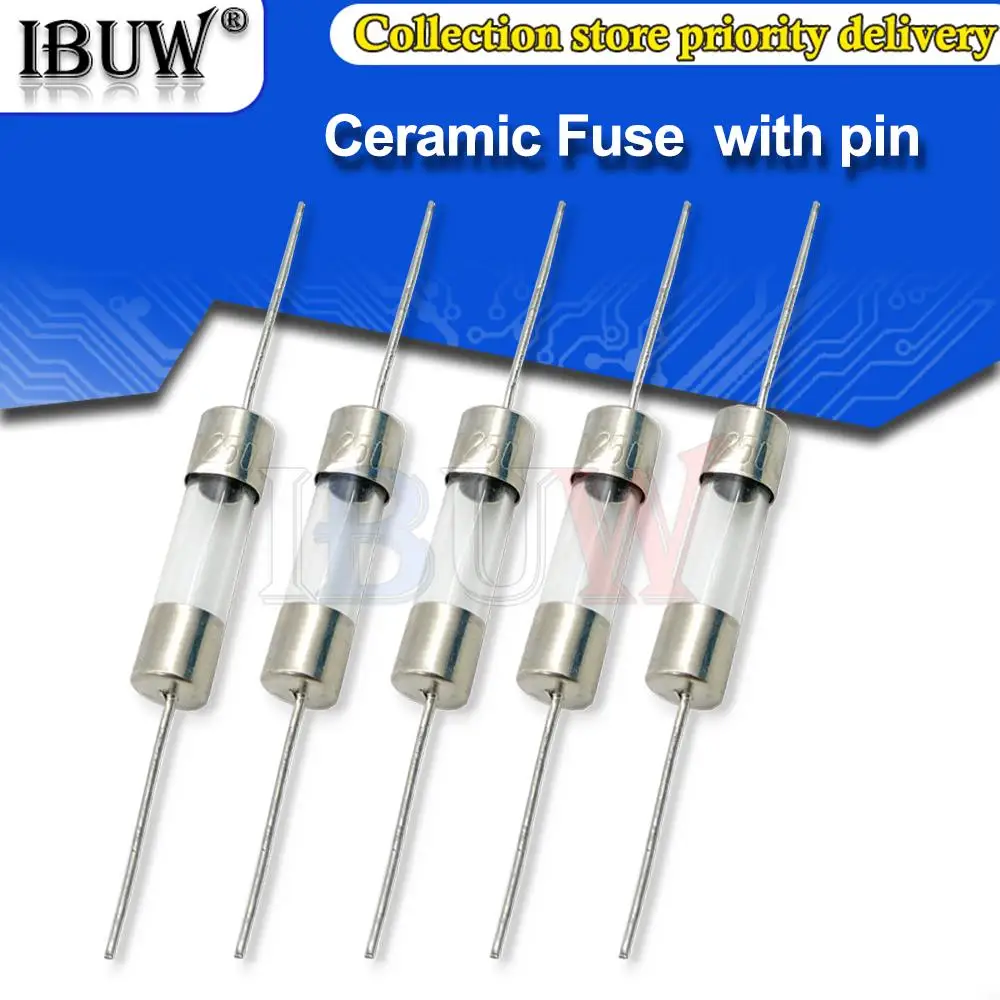 10PCS 5*20mm Fast Break Ceramic Fuse Slow Blow Tube Fuse With pin 5X20MM 250V 0.5A 1A 2A 3A 4A 5A 6A 7A 8A 10A 12A 15A 20A 25A