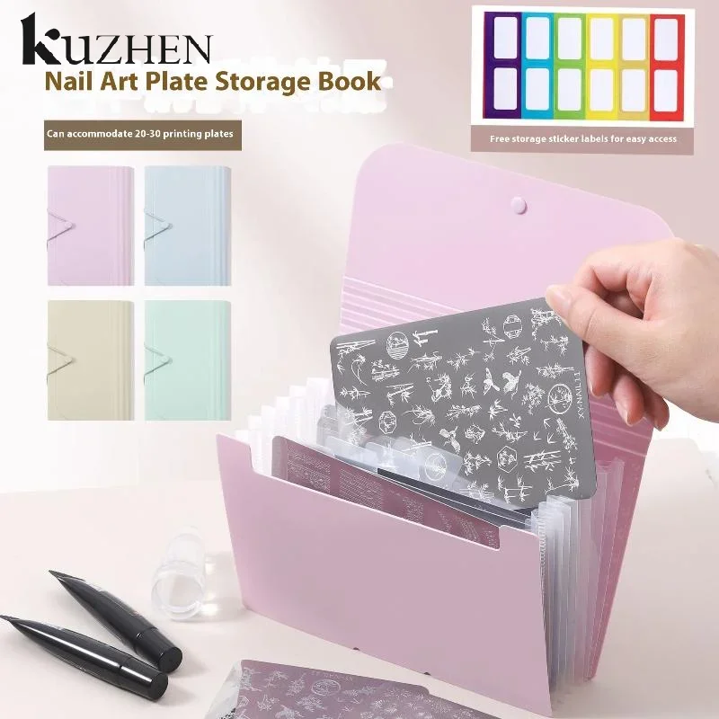 Arte do prego selo placa de aço armazenamento livreto prego mostrando prateleira livro de cores do prego diy simples armazenamento livro manicure suprimentos