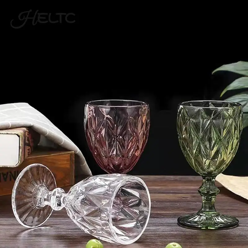 Retro Imitation Glass European Plastic Wine Glass Wine Glass Goblet Retro Red Wine Goblet Carved Embossed Juice Water Glass