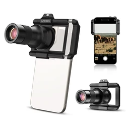 APEXEL Telephoto Macro lens 2-in-1 Observation and Shooting for Mobile Phone Lens Accessory, 6X Telescope Lens for Smartphones