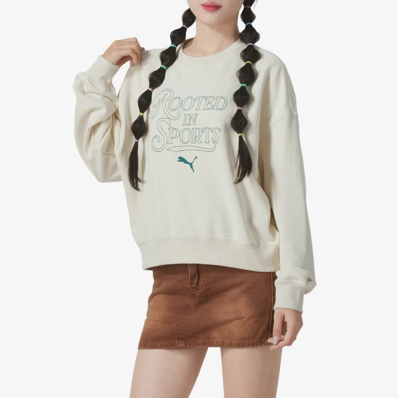 سترة Puma الأصلية TEAM CC Crew TR W للسيدات بطباعة بسيطة وعصرية للاستخدام الخارجي 630952-80