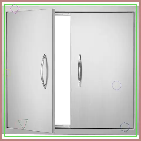 26x24 Inch Stainless Steel BBQ Access Door for Outdoor Kitchen Island, Flush Mount Double Door with Handles