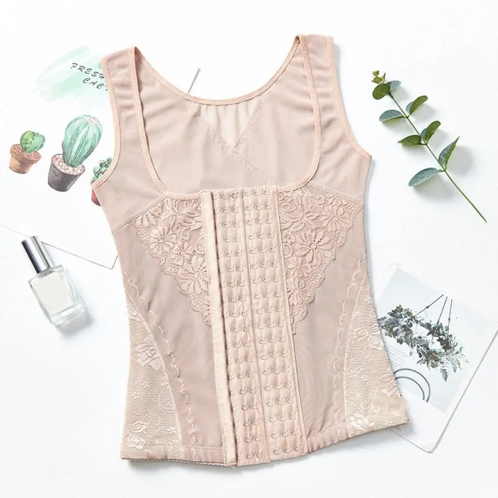 

Tummy Control Slimming Body Shaper Push Up Plus Size Lace Trimmer Camisole Front Buckle Vest Thin Compression Shapewear