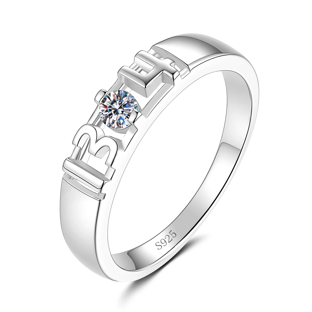 D Color 0.5ct Moissanite Ring Bring GRA Certificate S925 Sterling Silver Couple Rings Party Anniversary Jewelry Gift