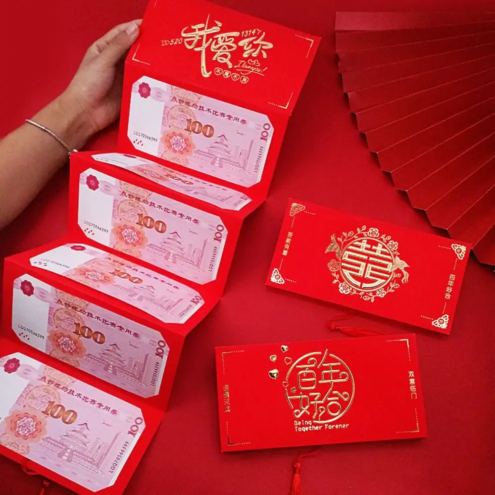 6/10 slots Red Envelope Chinese New Year Chinese Red Money Pocket Envelope Spring Festival Blessing Hongbao Supplies Lucky Bag