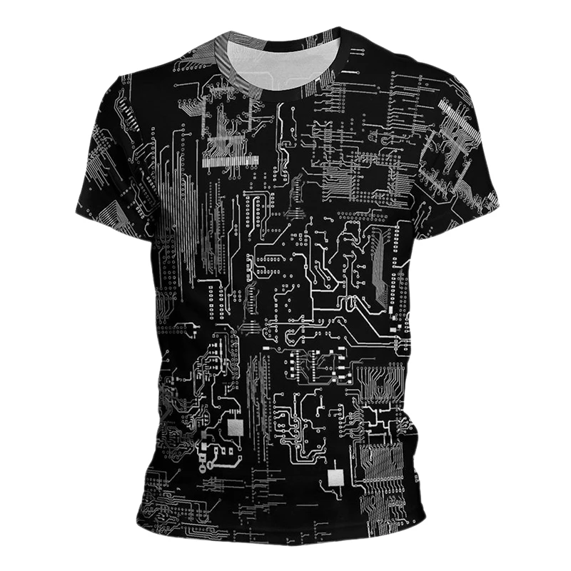 Motherboard CPU Processor Line Circuit Board Novel Print Tees Fashion Streetwear Graphic T-shirts Men Women Summer New T Shirt