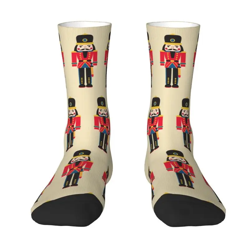 Funny Nutcracker Doll Socks Men Women Warm 3D Print Cartoon Christmas Soldier Toy Sports Basketball Socks