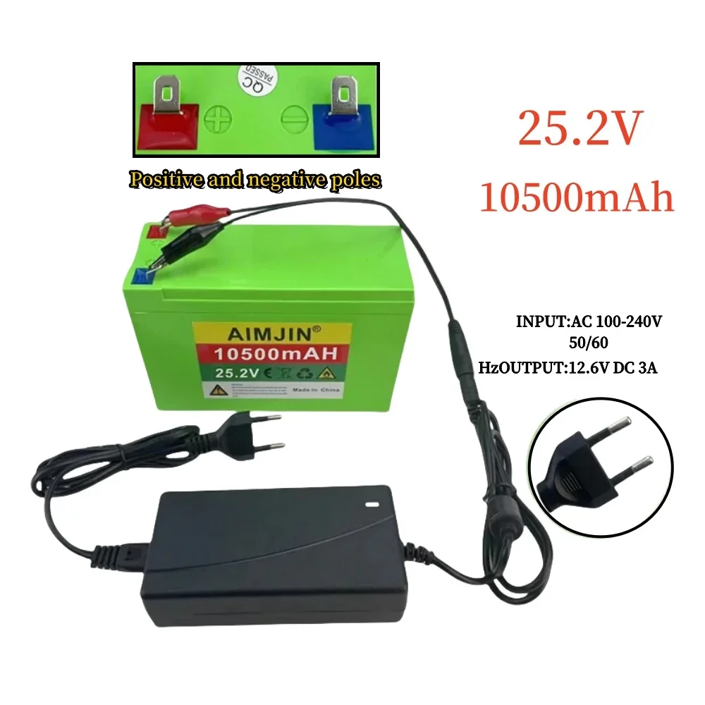 25.2V 10500mAh 6S3P 18650 battery pack suitable for lithium-ion battery packs and cable clamps in electronic devices