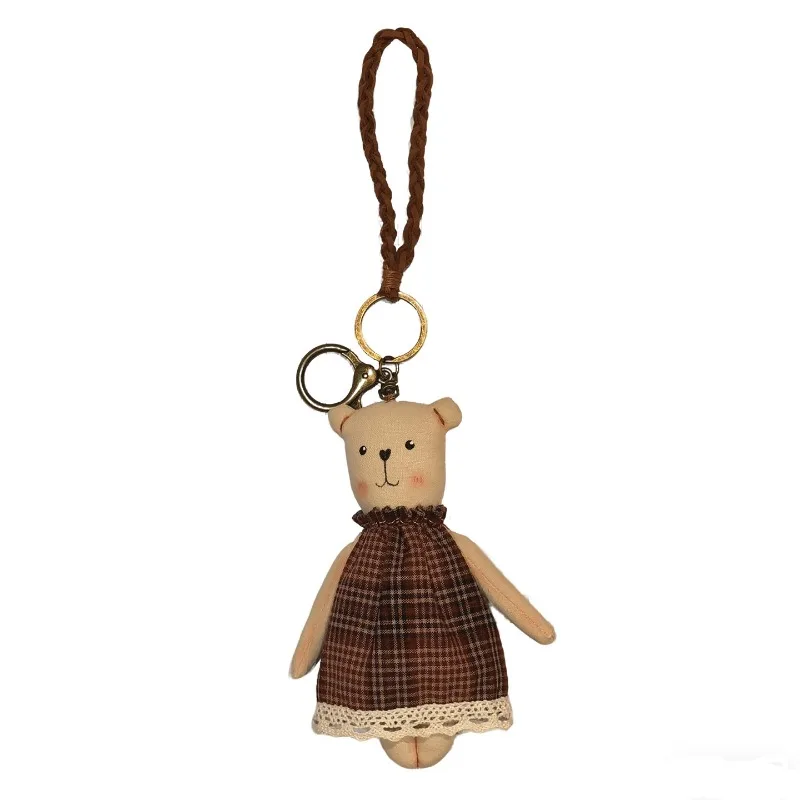 Cute Fabric Bear Keyring Bag Charm Soft Stuffed Pendant for Backpack Purse Girly Artistic Accessory Gift for Women Birthday view 5