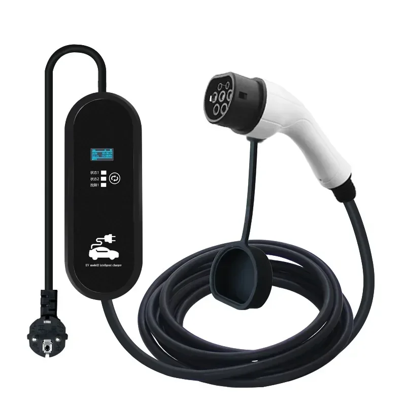 Portable EV Charger Type2 IEC62196-2 16A EVSE Charging Cable Type2 IEC62196-2 EU Plug Controller Wallbox for Electric Car