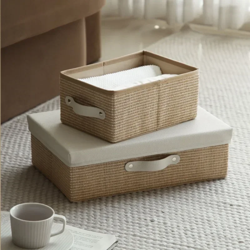 

Light Luxury Woven Dirty Clothes Basket Senior Sense Bedroom Underwear Storage Box Home Wardrobe Clothes Box Multifunction