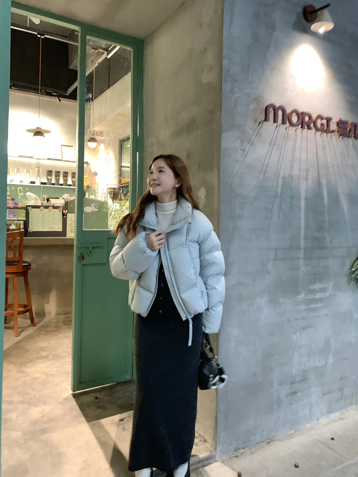 

XierZ Blue Puffer Jaet Women's ort Bread Sle Du down Coat Warm Outerwear Korean Sle Loose Fit Winter Outerwear