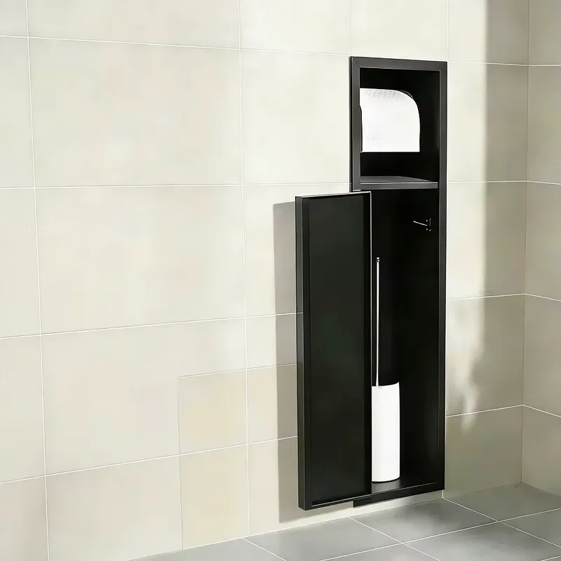 Modern Design Stainless Steel Corner Bathroom Brush Toilet Paper Holder Tissue Dispenser Wall Niche for Hotel Use Waterproof