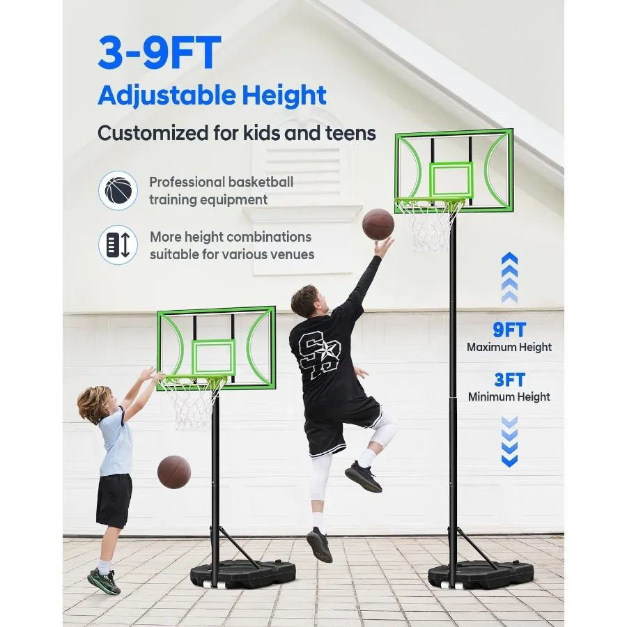 HEROPRO Basketballkorb, verstellbar, 3,310 Fuß, mit 40, bruchsicherer Rückwand, tragbares Basketballtor für Jugendliche, Teenager, Outdoor, Indo