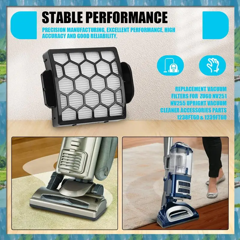 The Replacement Vacuum Filters For Shark ZU60 NV251 NV255 Upright Vacuum Cleaner Accessories Parts 1238FT60 & 1239FT60