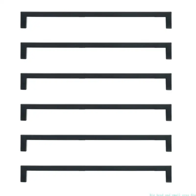 581C Cabinet Grip Pull Set, Black 6 Pack Handles Quick Install for Kitchen Storage
