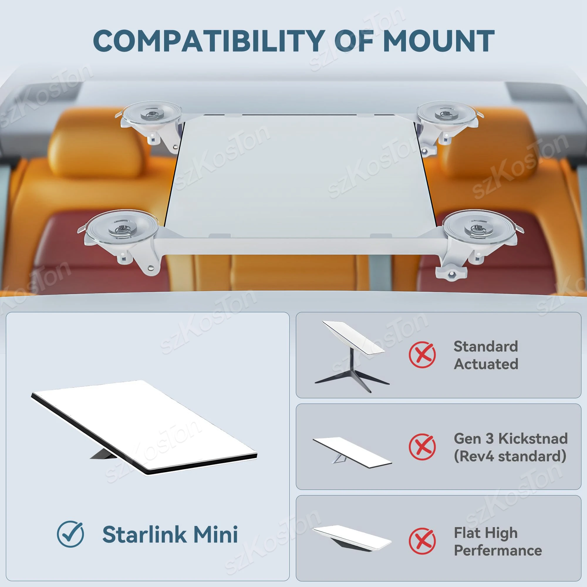 Strong Adsorption Stand for Starlink Mini Suction Car Roof Mount No-Slip Adhesion on Glass & Sunroof Holder for RV, Truck, Boat