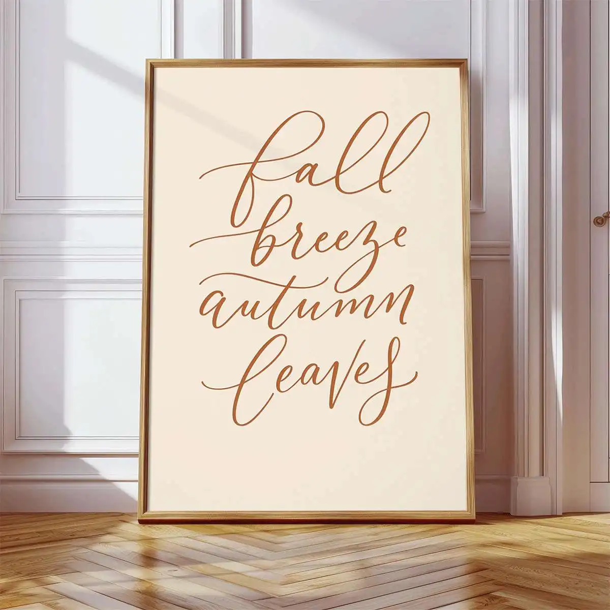 2D Flat, 1pc,Unframed Canvas Painting,Cozy Wall Art,Fall Breeze Autumn Leaves Quote Art Prints,Halloween Canvas Painting,Bedr