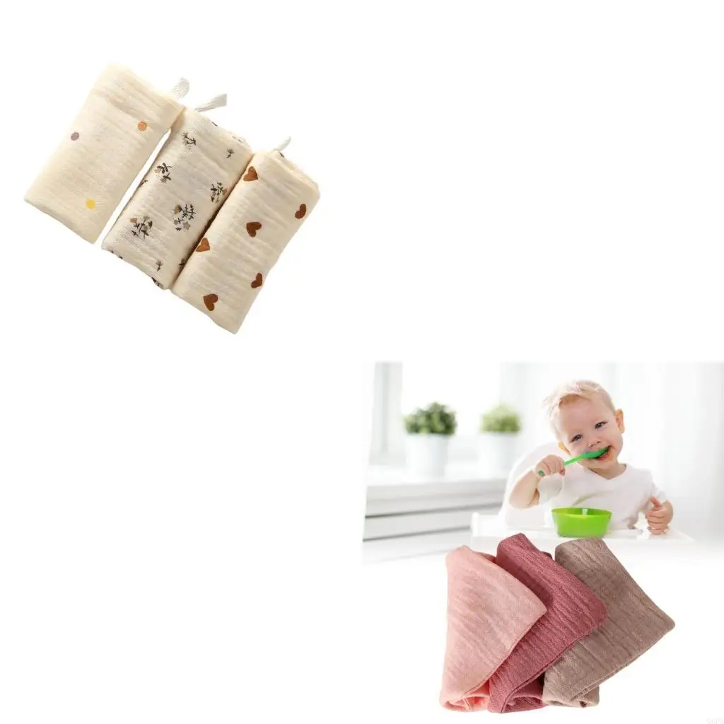 

Pack of 3pcs Cotton Drooling Bib Baby Washcloths Newborns Face Towel 4-Layer