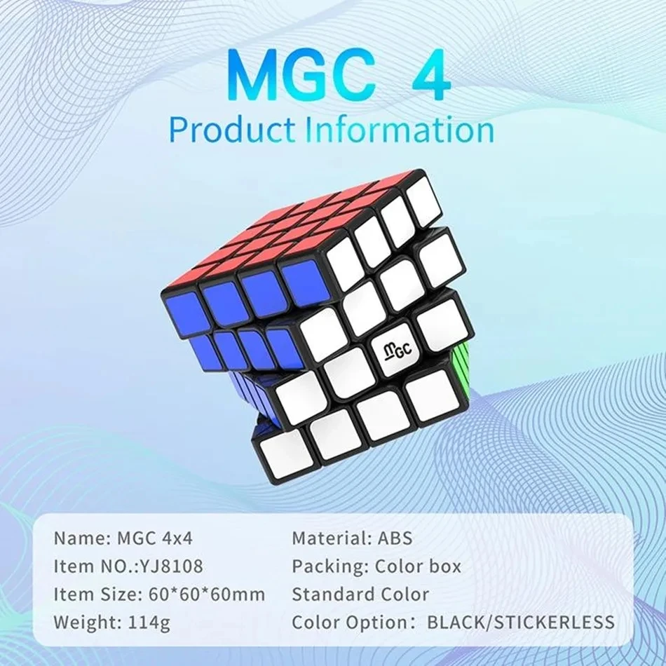 YongJun MGC 4X4 Magnetic Magic Cube Educational Puzzle Aurora UV / Stickerless / Black Sticker Cubo Magico Toys