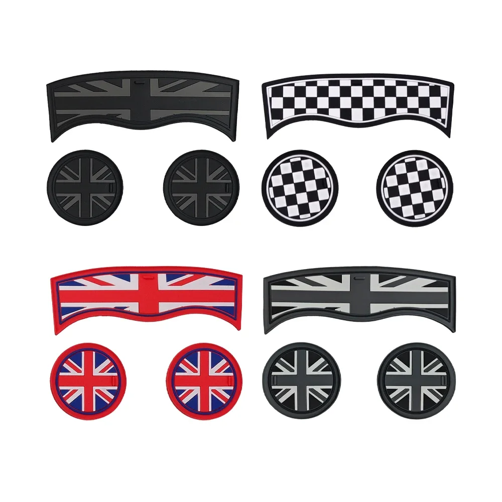 3PC Black Night Union Jack Water Cup Mat Storage Groove Mat For Mini S JCW Countryman F60 LCI 2017 2018 2019 2020 2021 2022 2023