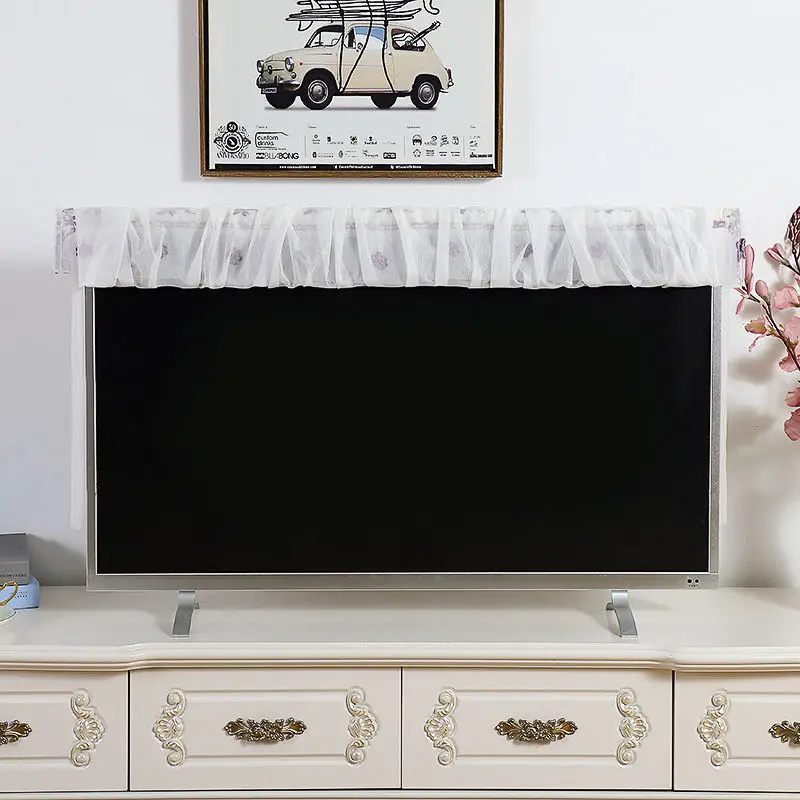 LCD TV Covers Lace Hanging Vertical Dust Flat Curved Surface Monitor Protection Modern Living Room Decoration