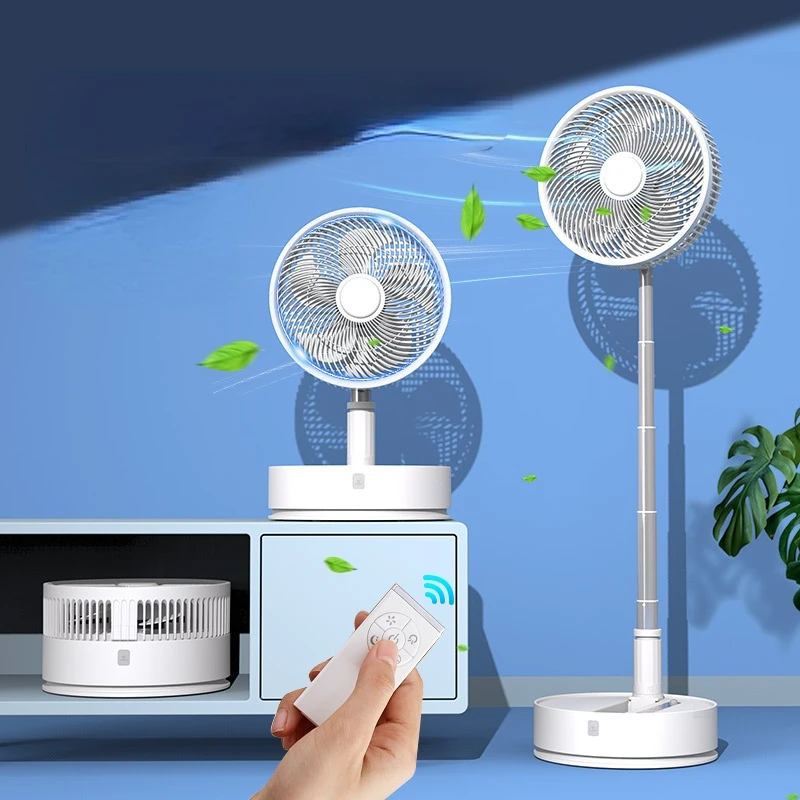 

Folding Telescopic Remote Control Portable Led Fan Wireless Charging Large Capacity Shaking Rechargeable Fan Home Electric Fan