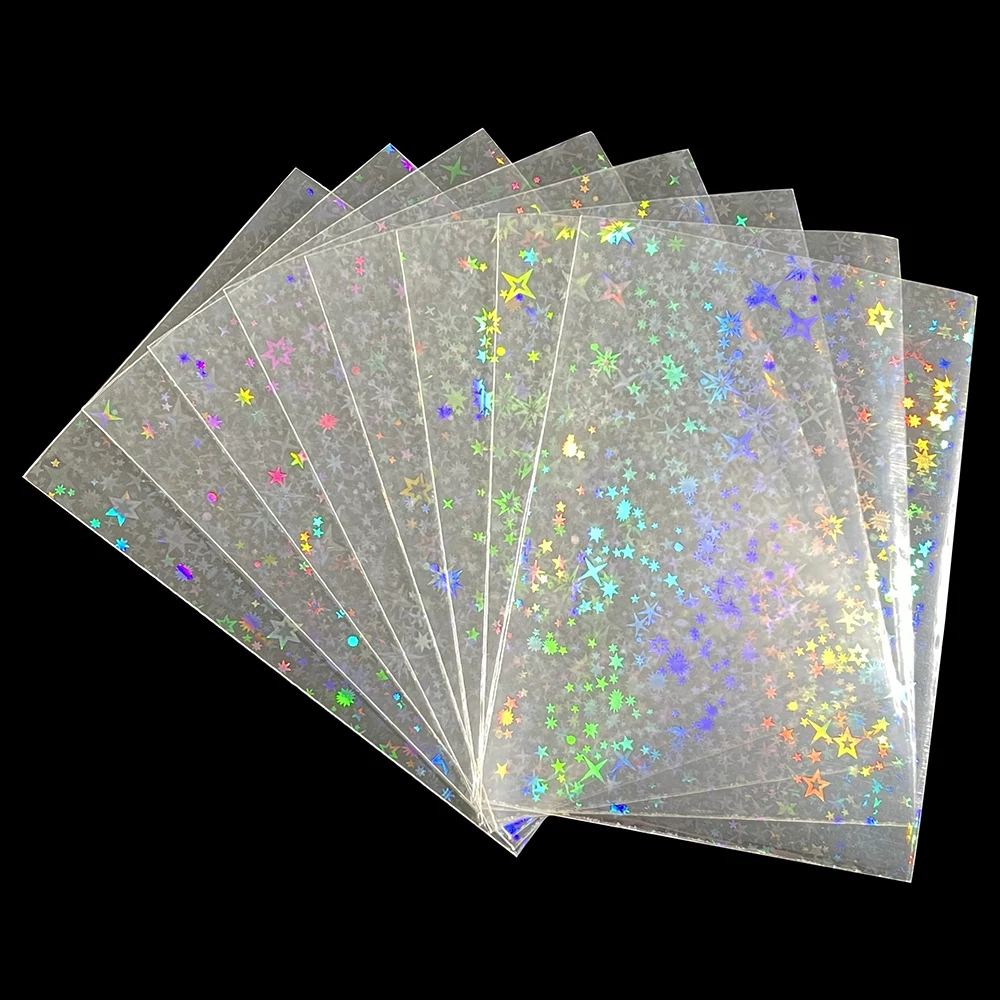 

100PCS Multiple Sizes Starlet Holographic Sleeves Foil Shinny Laser Flashing Kpop Photo Card Sleeves TCG Foiling Game Card