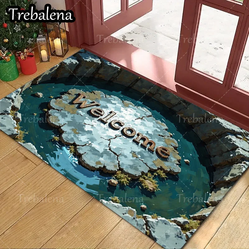 

1pc Welcome Door Mat Welcome 3D Illusion Doormat for Home Entrance Decorative Floor Mat